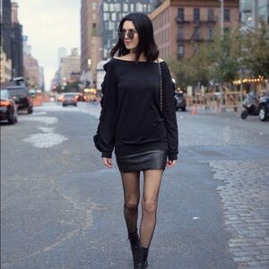 Bailey 44 Black Demon Faux Leather and Sweater Dress Medium NWT